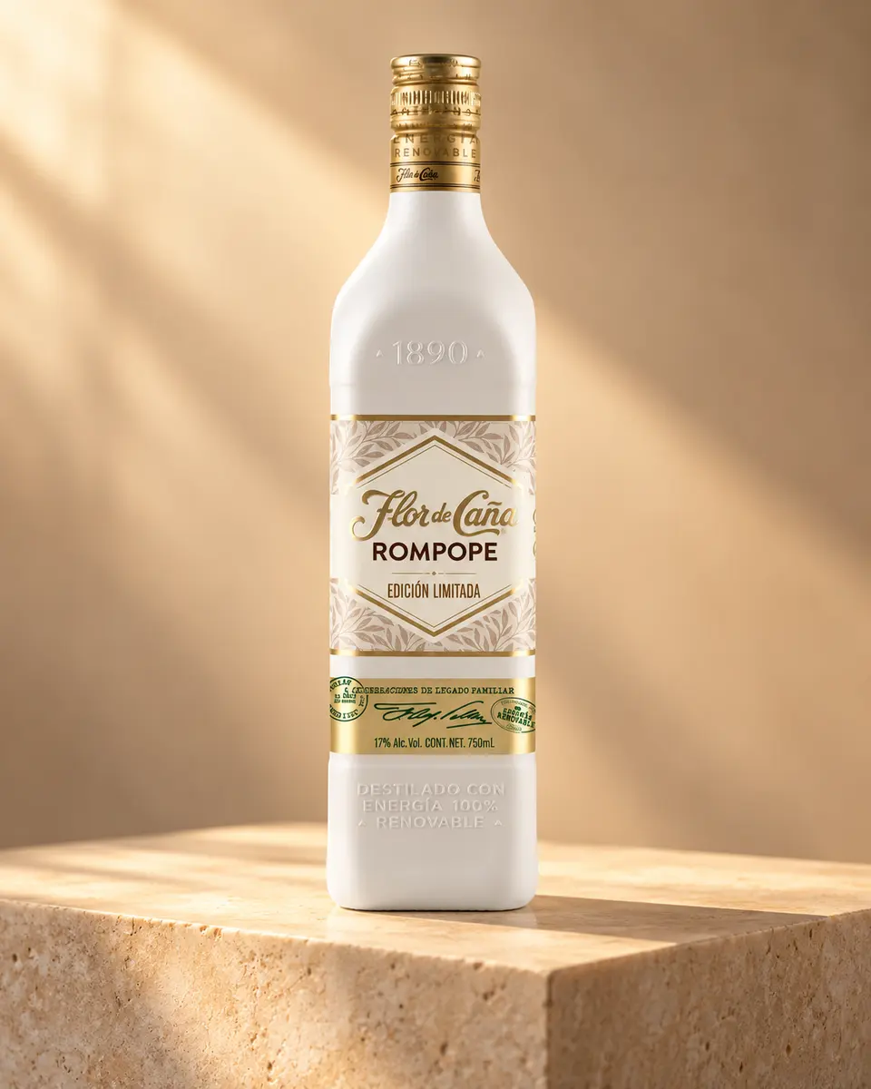 Rompope Flor de Caña — fotografía de producto